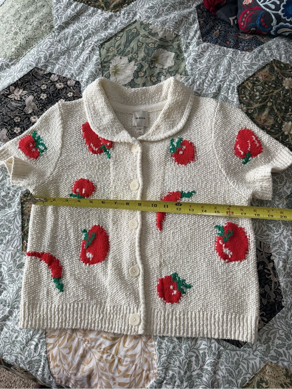 🍅Anthropologie Short-Sleeve Collared Cardigan Sweater Maeve Medium - Picture 9 of 14